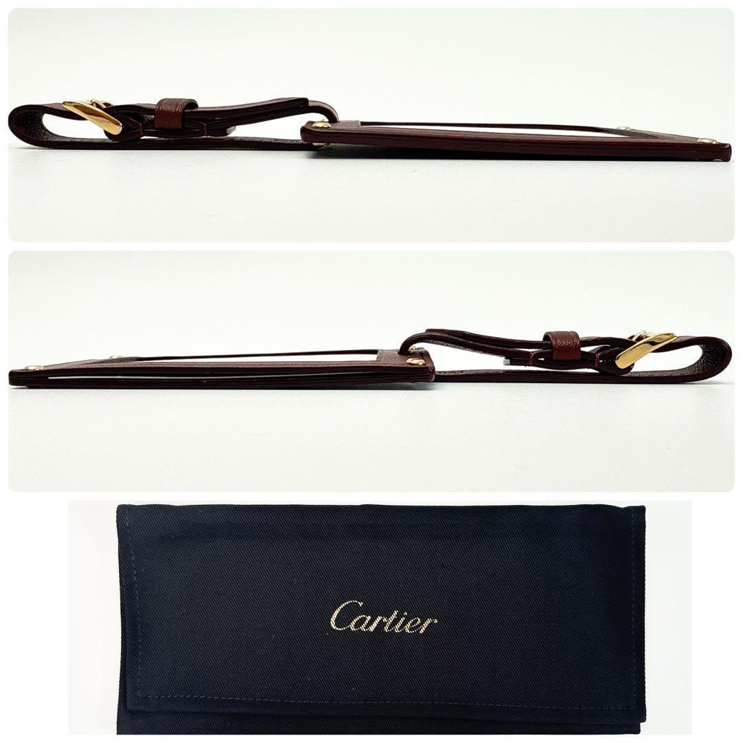 カルティエ マストライン レザー ネームタグ バッグチャーム ボルドー 袋付き1