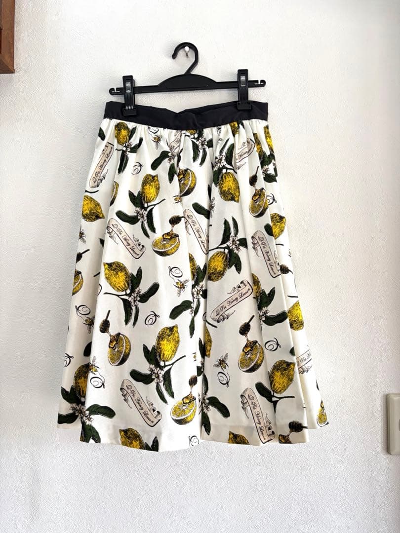 キューポット　ハニーレモン　スカート　レモン　ホワイト　レトロ　Q-pot.