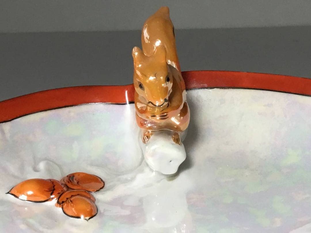 オールドノリタケ◆ドングリとリス◆ボウル 深皿 菓子皿 フィギュリン 森村