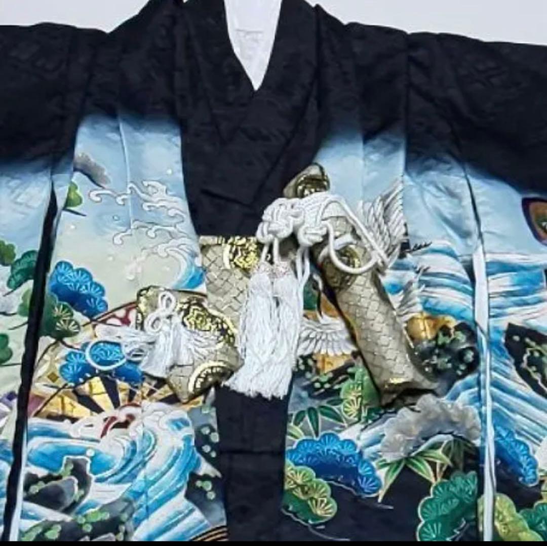 七五三 5歳羽織袴セット 5歳男の子袴セット 雪駄プラス黒A