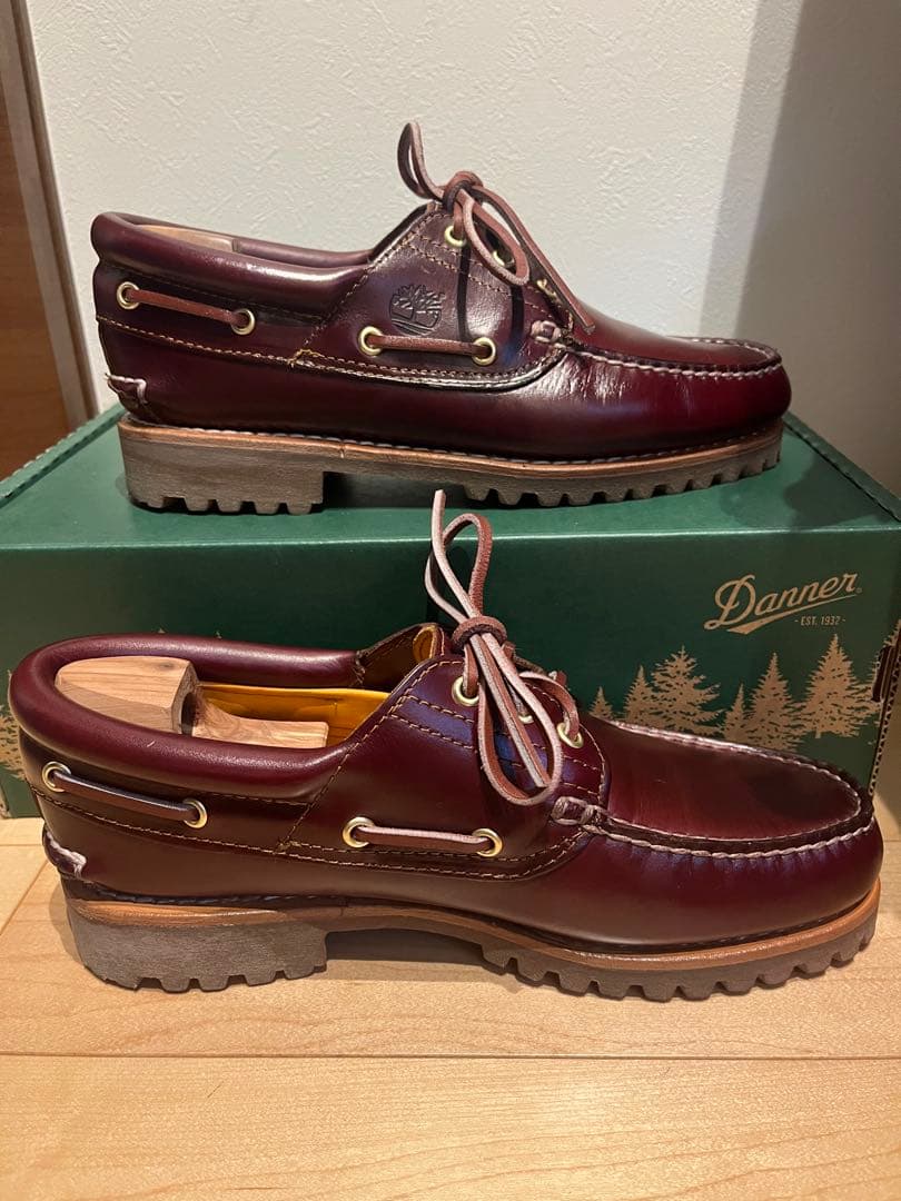 Timberland バーガンディ モカシン・デッキシューズ US7.5