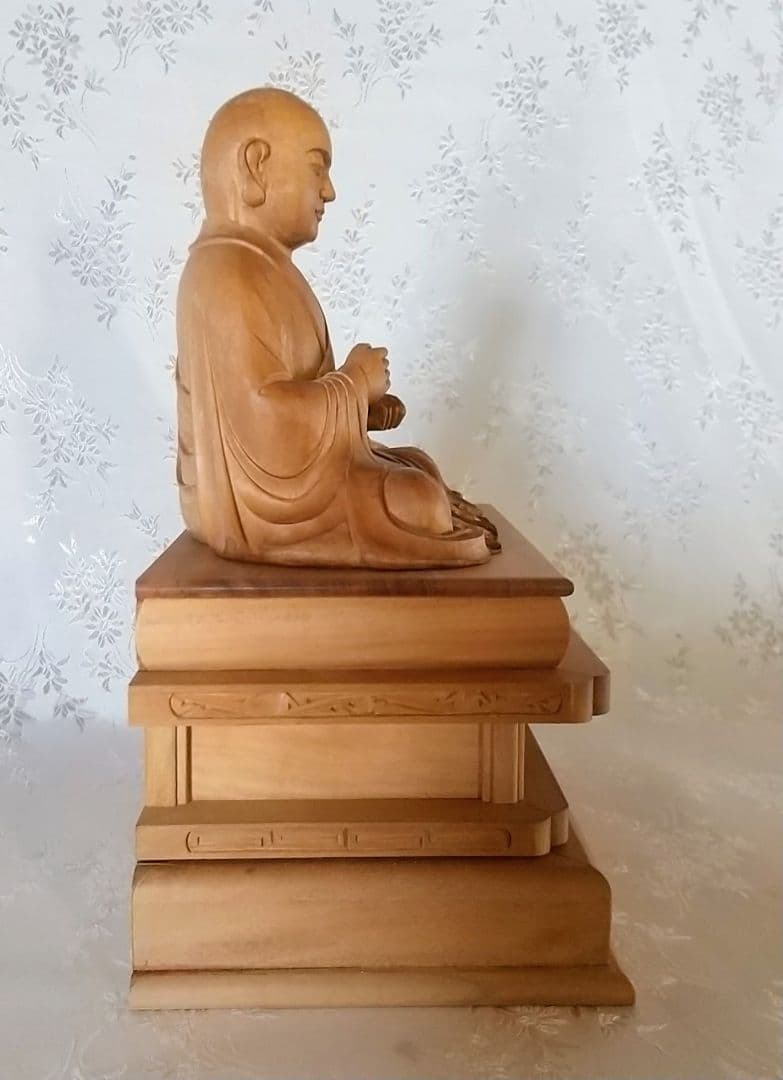 僧形坐像 善導大師坐像 #075 ◆白檀 木彫 仏像