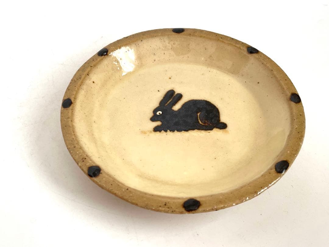陶芸家　作家物　船木研児　舩木　研兒　うさぎ　丸皿　布志名焼　出雲　民芸　民藝