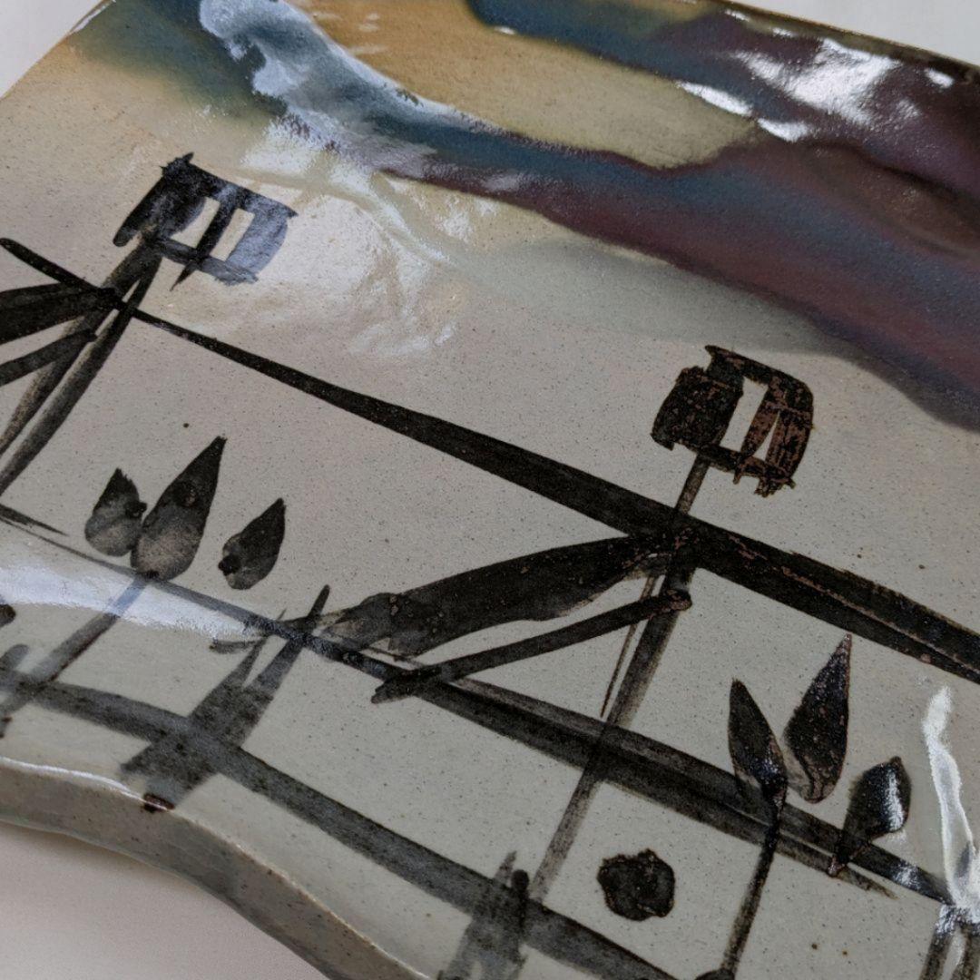 大皿 角皿 靖 工芸品 絵皿 飾り皿 陶磁器