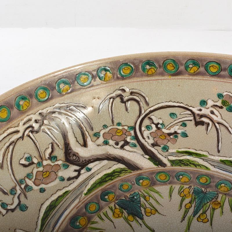 山口県　 須佐焼　古須佐　山水花鳥文鉢　幕末ー江戸期　時代箱付　V　R6014C