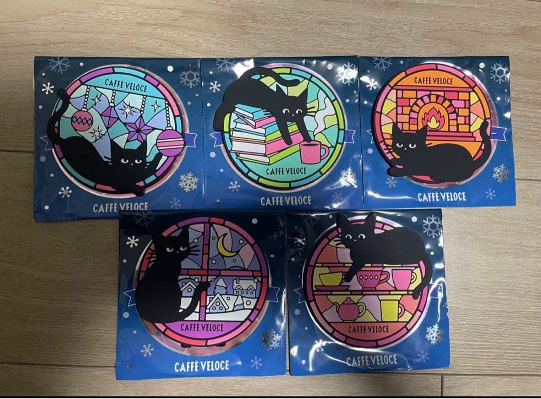 カフェベローチェ　第一弾　黒ねこラバーコースター　コンプリートセット