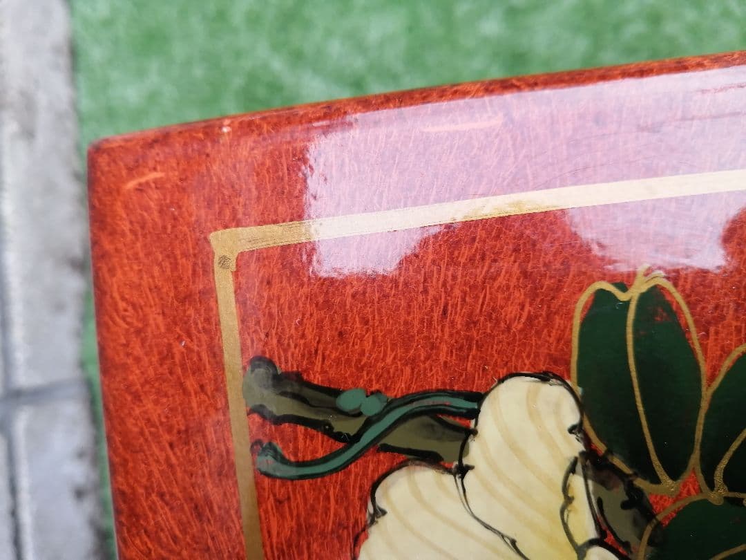 ヴィンテージ 花柄 小型木製箪笥　シノワズリ　漆塗り　アジアン　李朝　チェスト