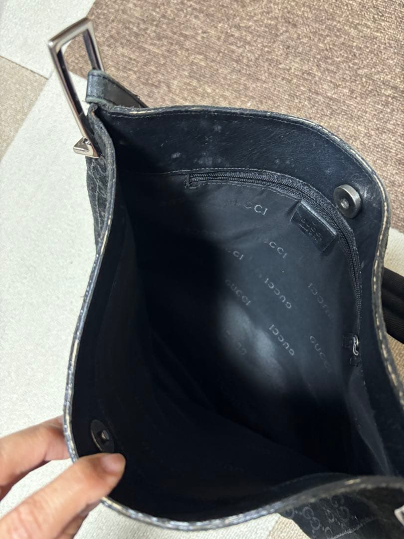 GUCCIグッチ★スエードGG柄黒ショルダーバッグ