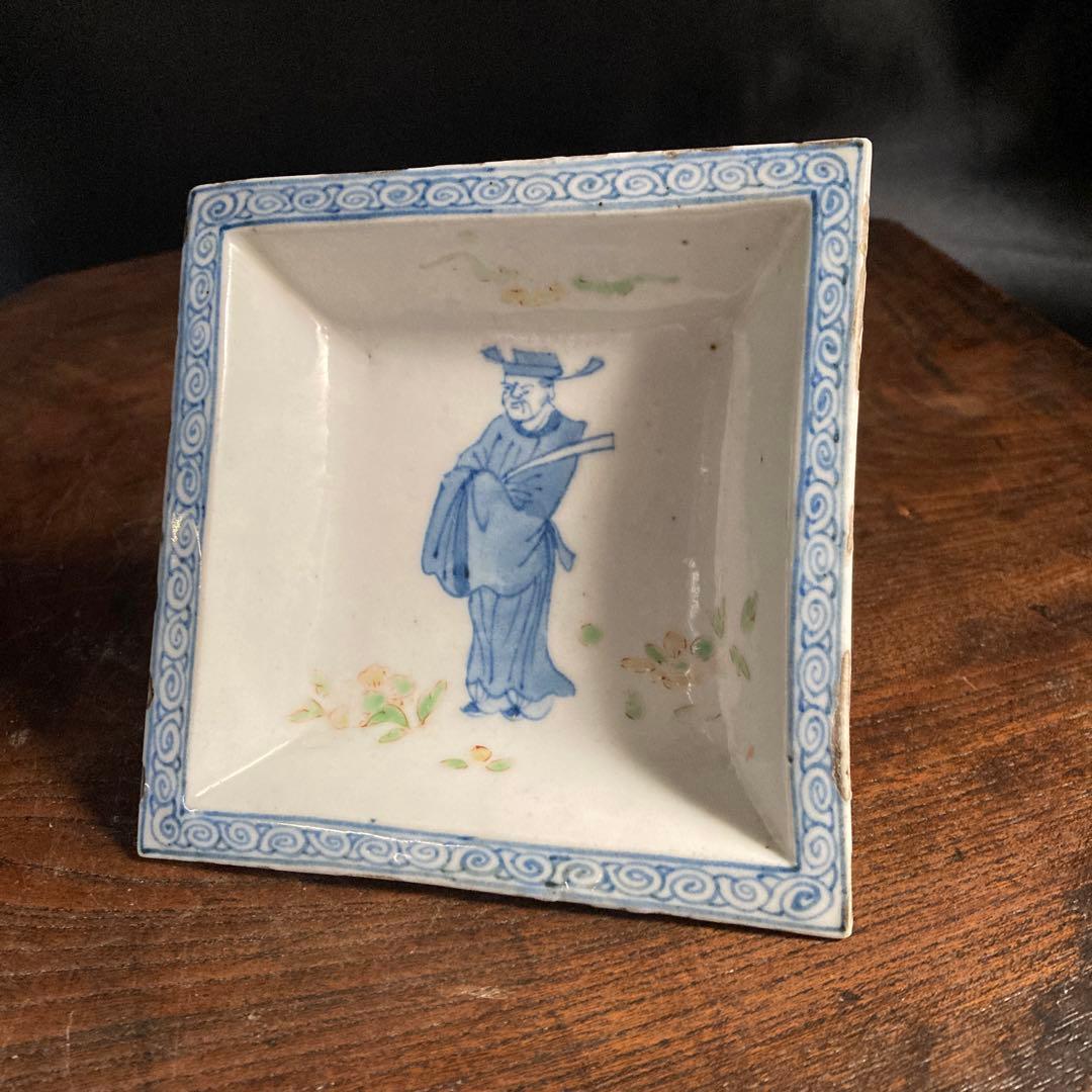 新春赤札セール❗️【ギャラリー三益】古染付　文官紋方角皿