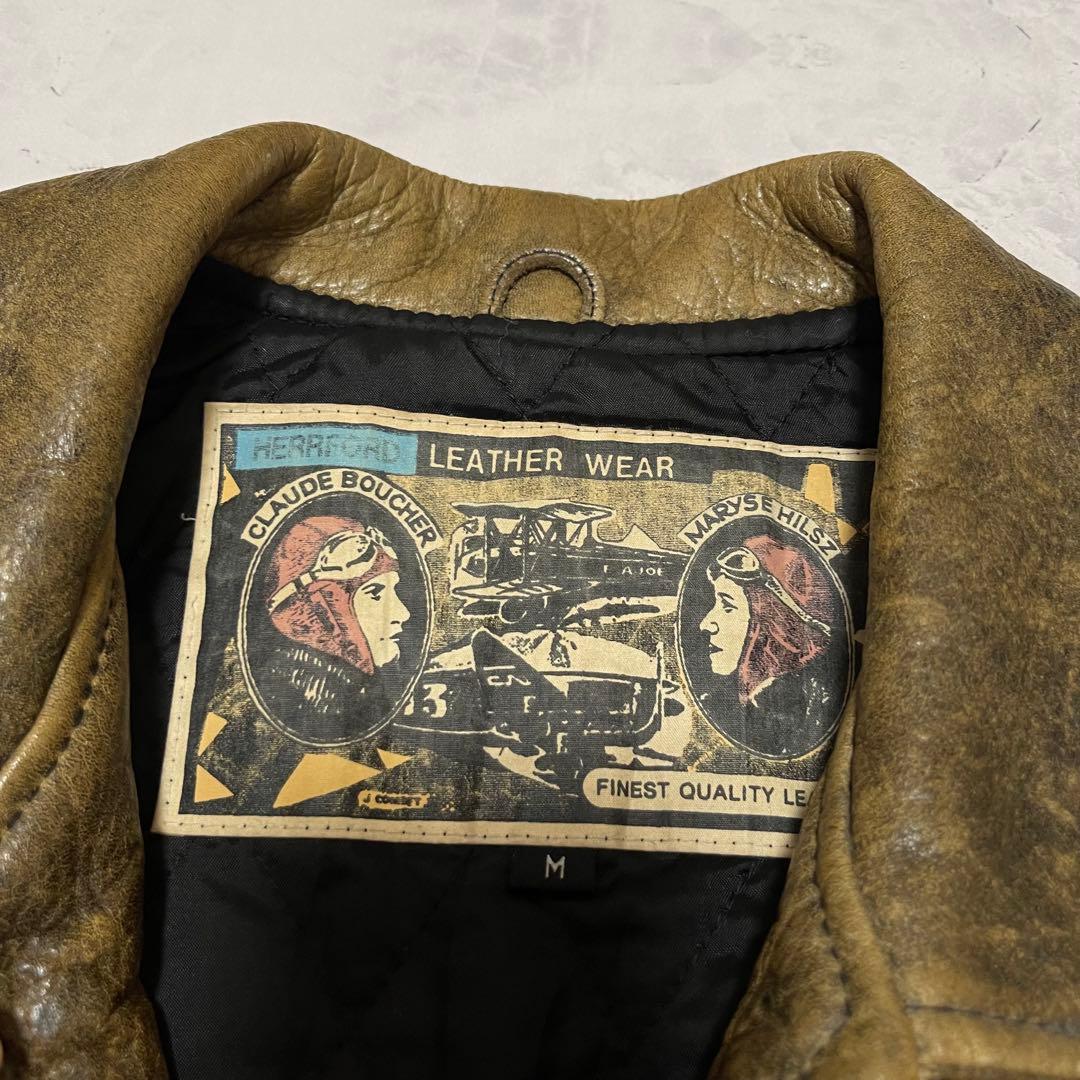 vintage レザー シングルライダース　ジャケット 肉厚 本革 M