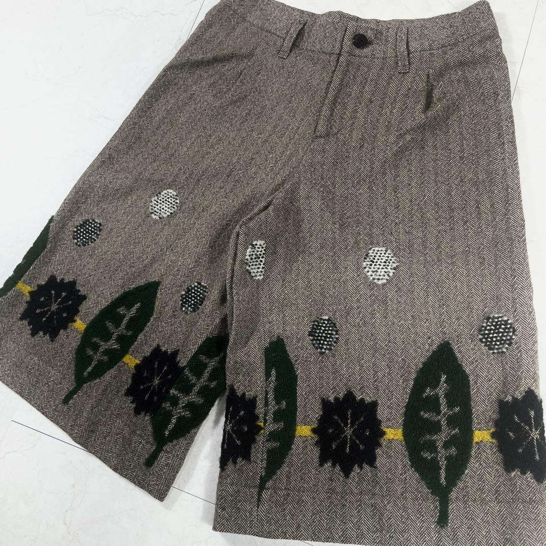 ✨未使用級 イッセイミヤケミー ガウチョパンツ 刺繍 ツイード調 ウール