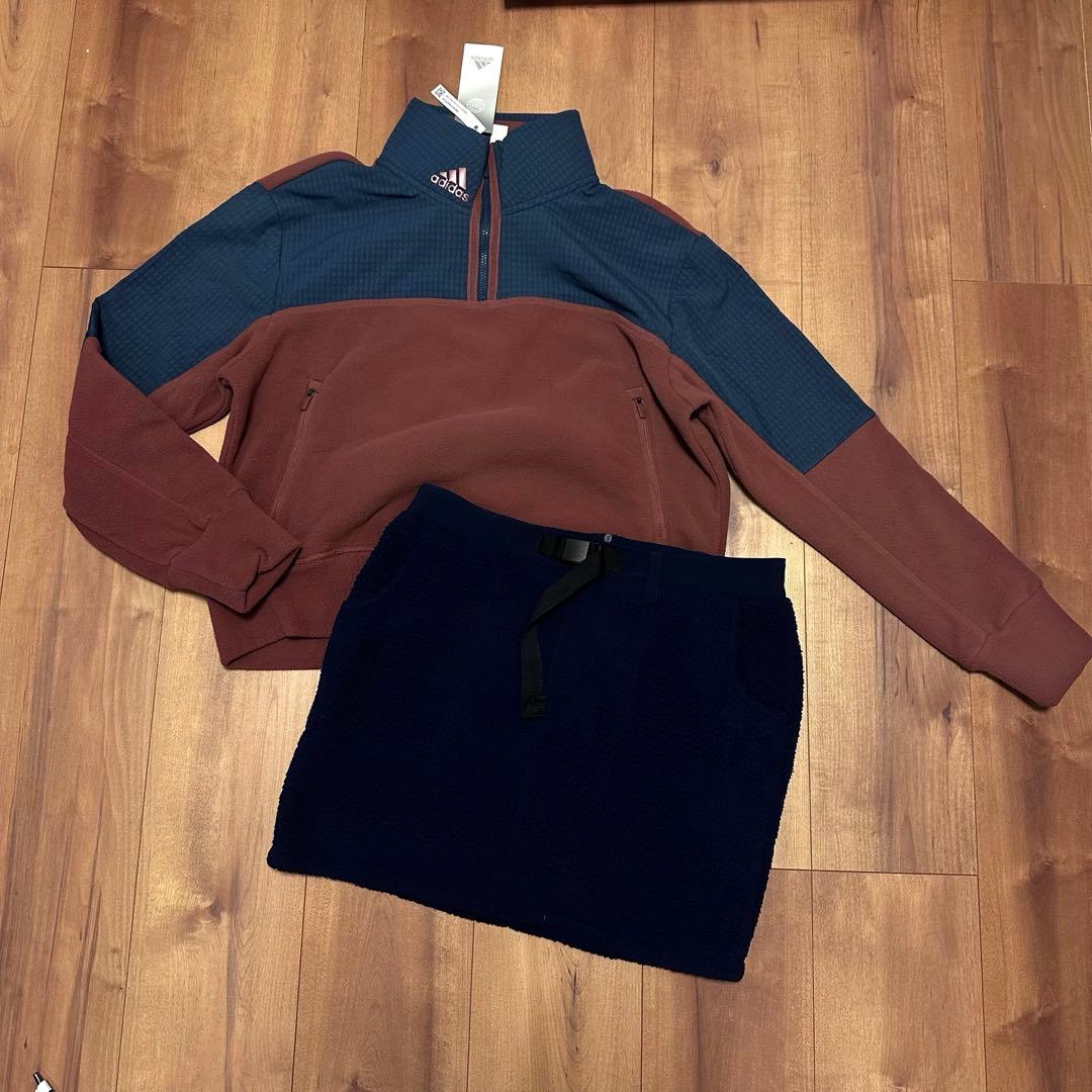 フリース　長袖　クロップド丈　ボアスカート　サイズL セットアップ　秋冬　温かい