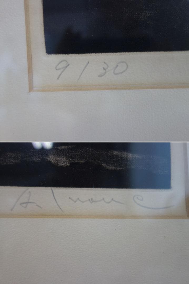 M▽井上篤 銅版画 メゾチント 鳩笛と花 (37965)