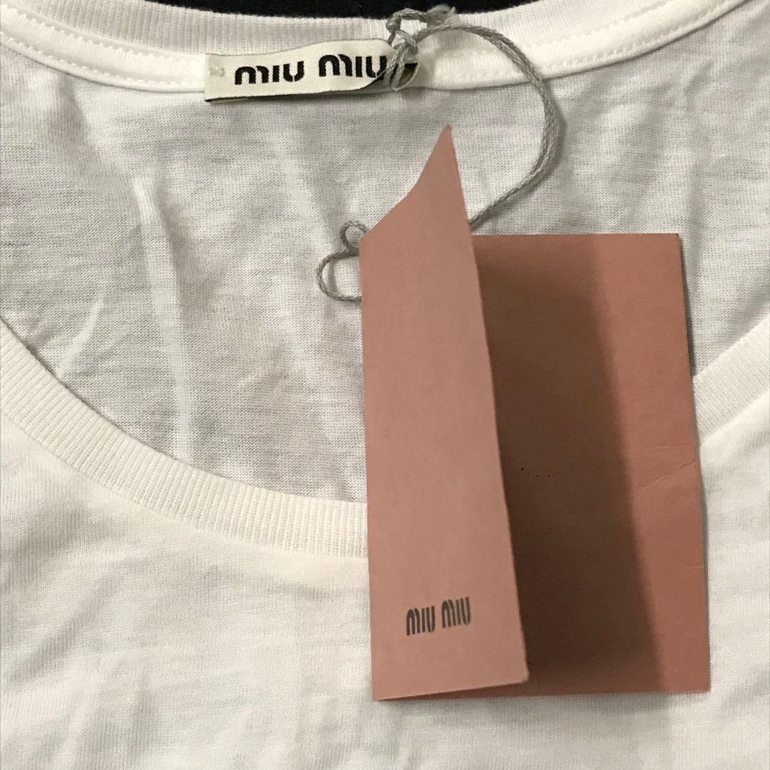 ◯未使用保管品　MIUMIU タンクトップ　グラフィック　プリント　白　/M7