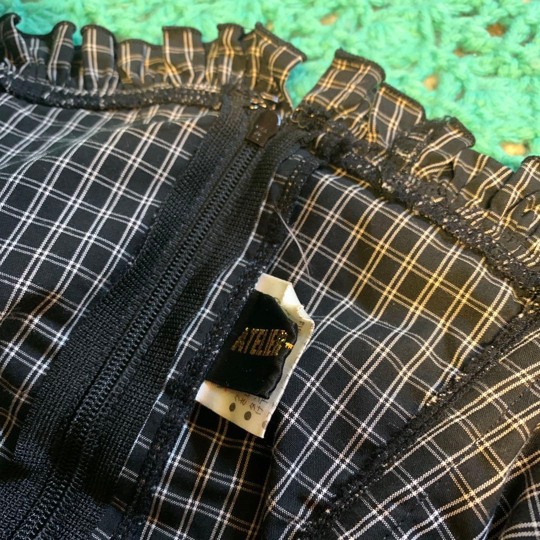 アトリエピエロ　スカート　チェック柄　編みコルセット