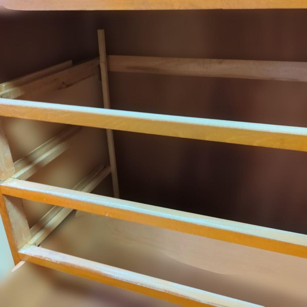 昭和　レトロ　タンス　箪笥　チェスト　引き出し　波板ガラス　ガラス戸