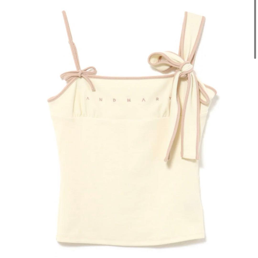 トップス andmary Bella ribbon tank ivory