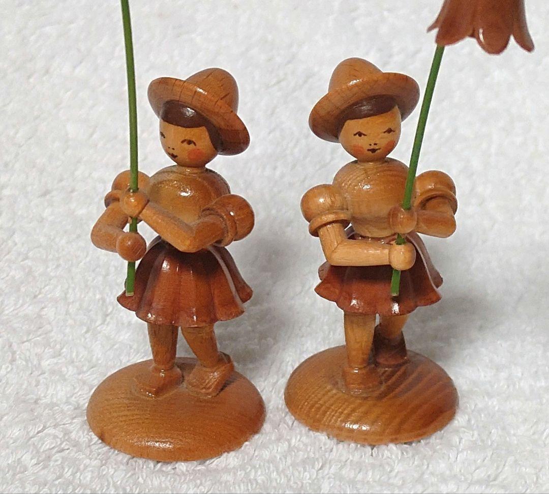 ドイツ製手作り木製人形 ヴィンテージフラワーチルドレン6体セット