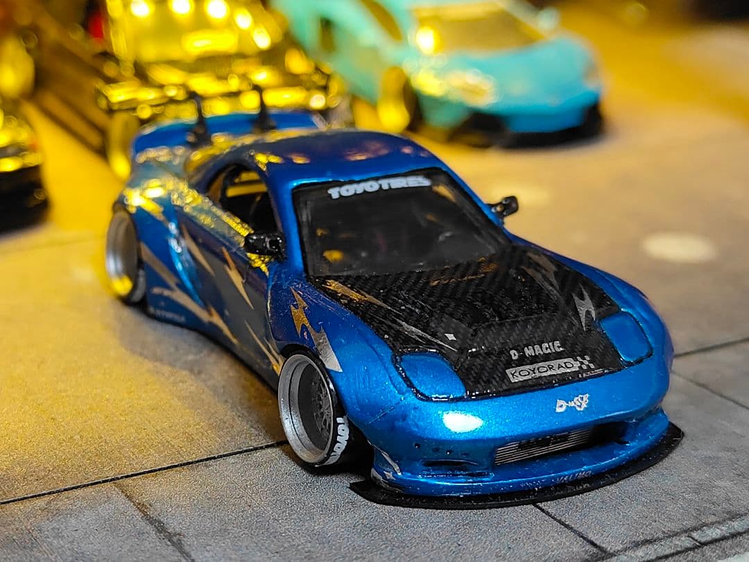 ホットウィールカスタム マツダ RX7 ドリ車 フルエアロ ☆深リム☆トミカ改造