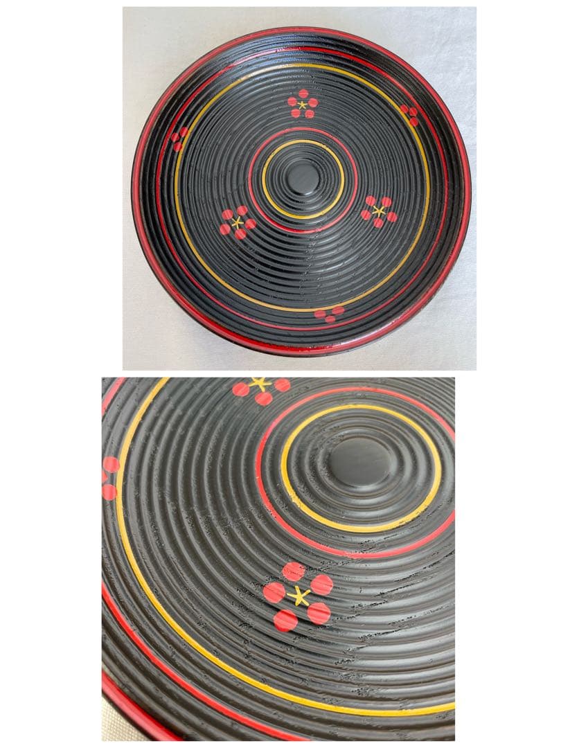 茶道具 漆器 菓子皿 山中塗 ⭐︎塗師 前端雅峯 梅鉢絵銘々盆 銘皿 5枚 共箱布