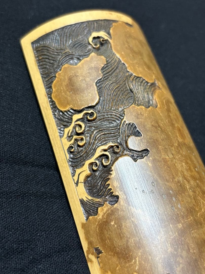 005茶則 煎茶 茶道具 茶合 仙媒 中国茶 日本茶 竹製彫刻 波 千波 竹工芸