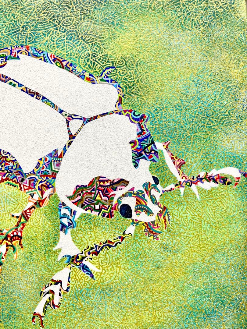 値下げ　原画　虫　昆虫　動物画　絵画　アクリル画　現代アート　細密画　一点物