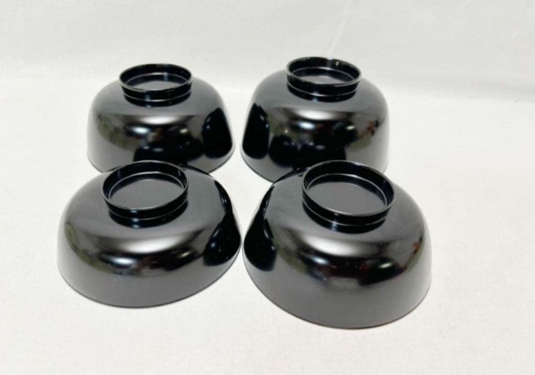 未使用 懐石道具 木製黒真塗 四つ椀 小丸椀 5客揃 元箱