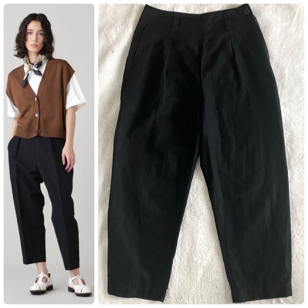 マーガレットハウエル 23SS コットンリネンツイル パンツ 1 ブラック