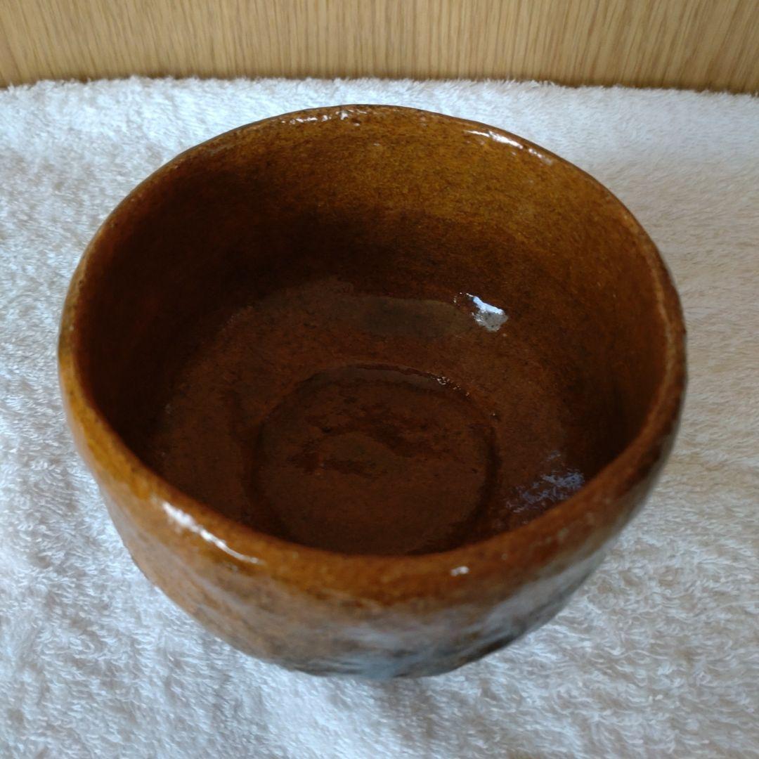 大樋焼　抹茶茶碗　飴釉　春日山　開発文明　共箱