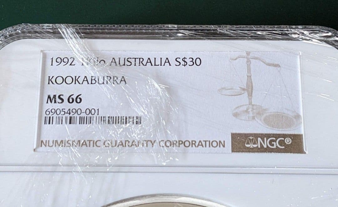 【１キロ銀貨・NGC MS66】オーストラリア 1992 クッカバラ３0ドル銀貨
