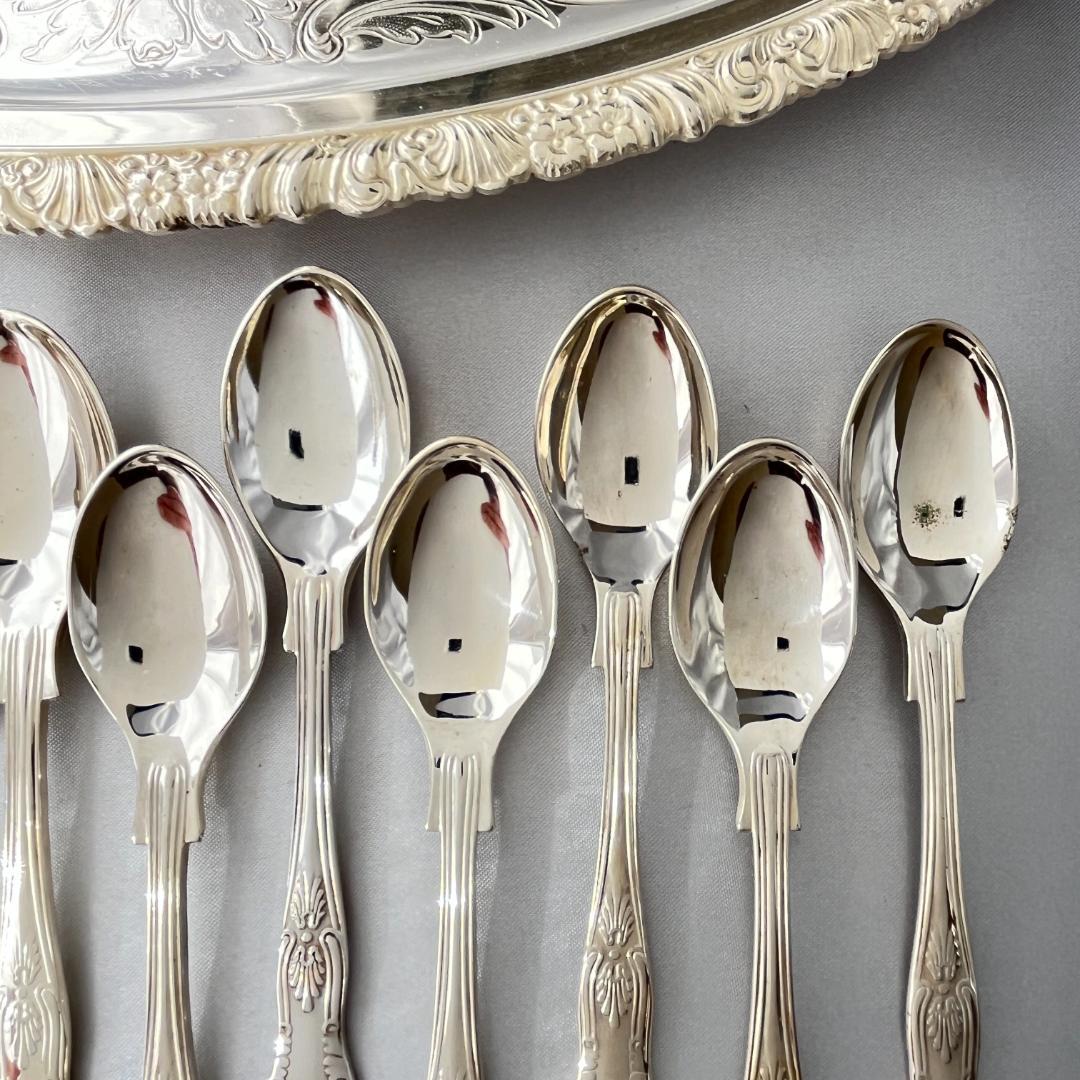 【英国】 キングスパターン ティースプーン 12本【シルバープレート】12cm