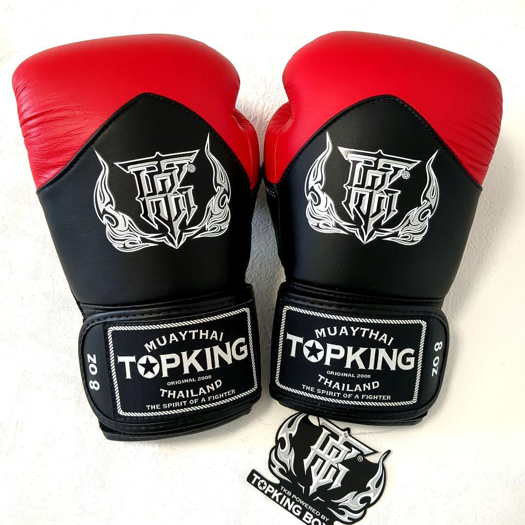 未使用TOPKING8ozツートンカラーボクシンググローブ　本皮　黒レッド