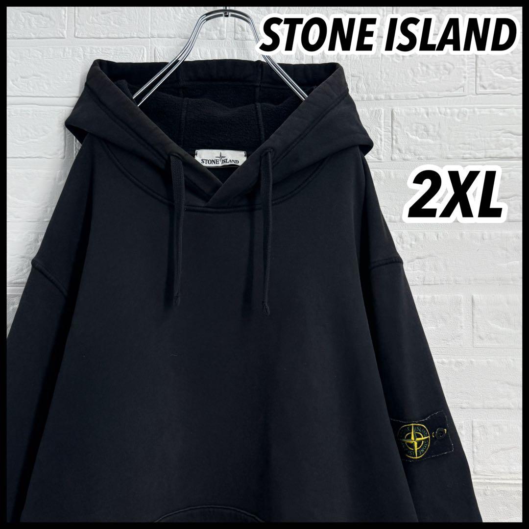【QR確認済】レア3L ストーンアイランド ワッペンロゴ パーカー黒 入手困難