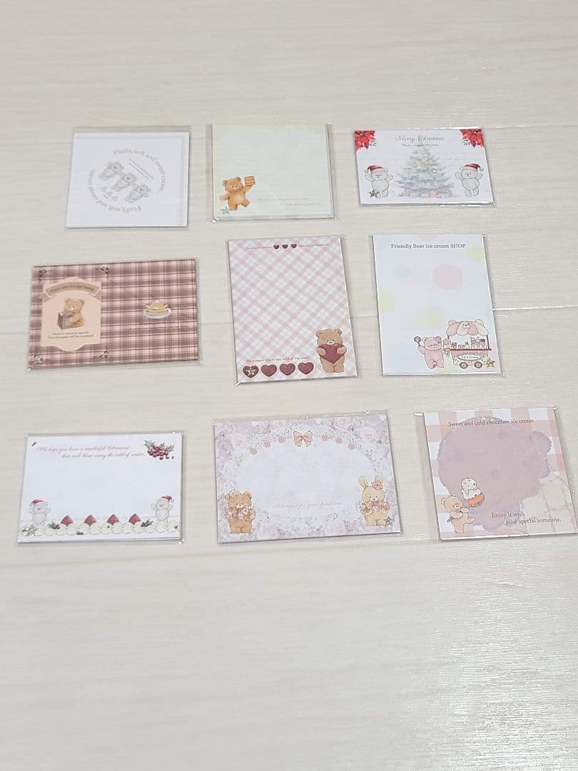 国内作家　メモ帳　セット　くま デザインペーパー　cream tea　紙もの