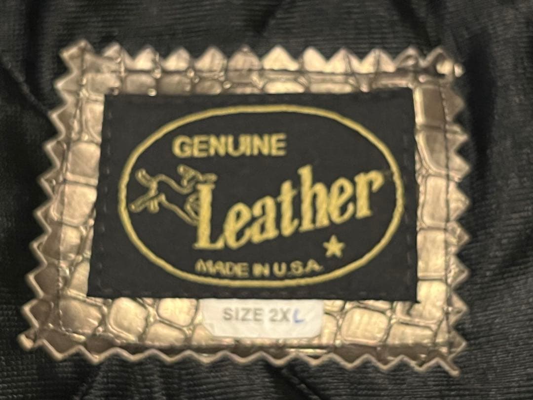 フード付きレザージャケット ブラック/ゴールド　超レア！