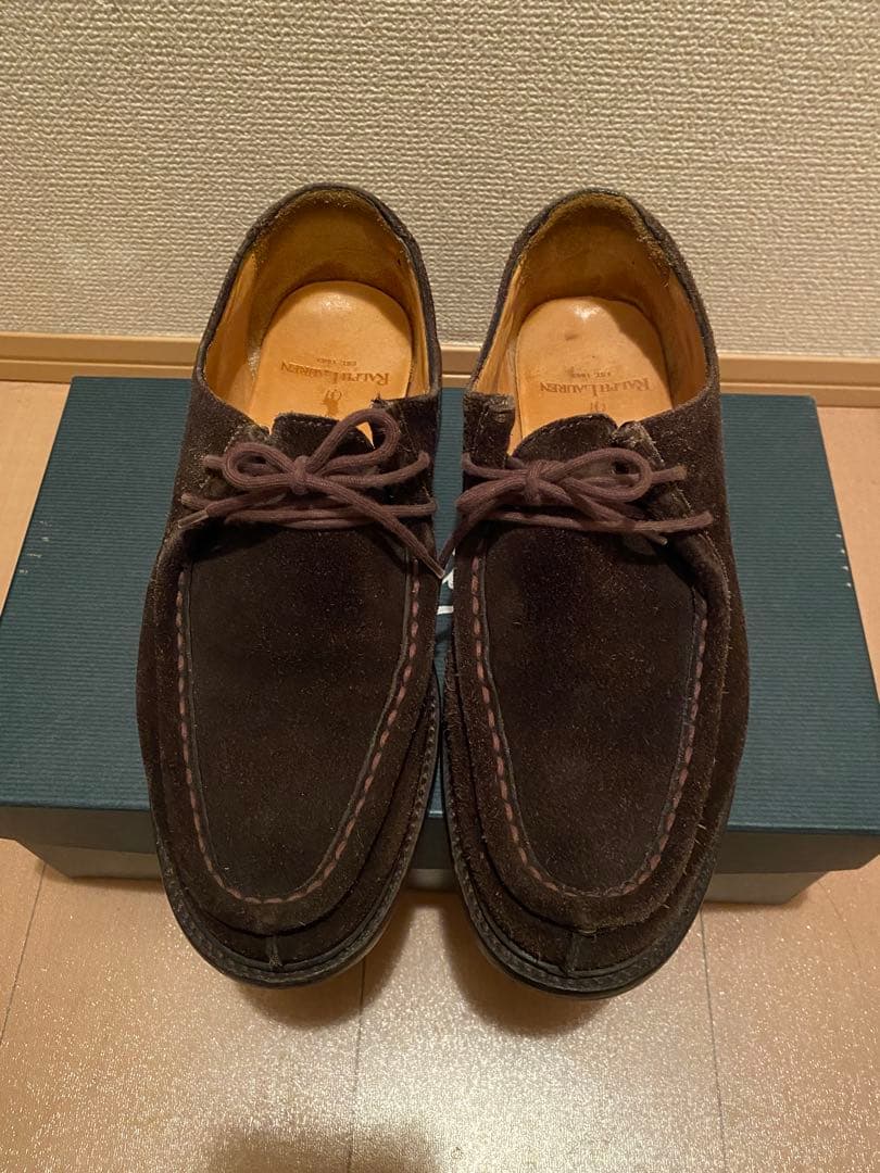 Ralph Laurenダークブラウン スエード モカシンシューズ