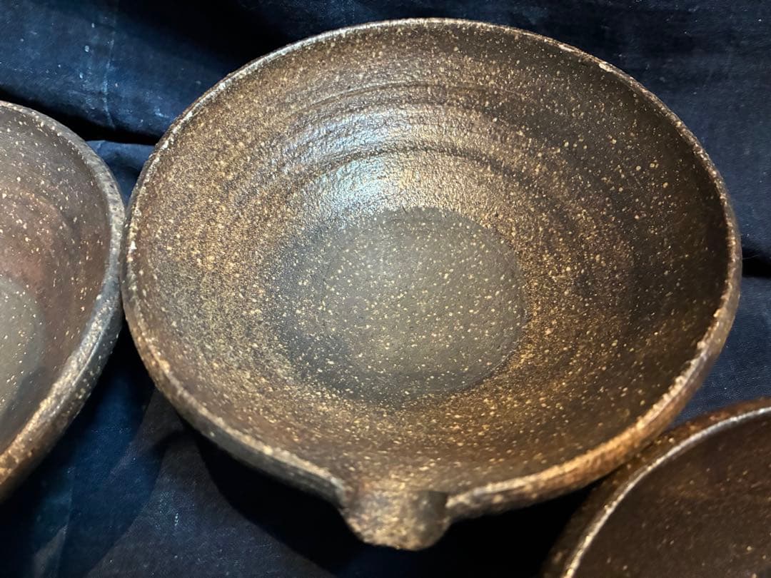 岩谷窯　山本教行　片口小鉢　5客　傷無　直径14.4センチ　民藝　吉田璋也に師事