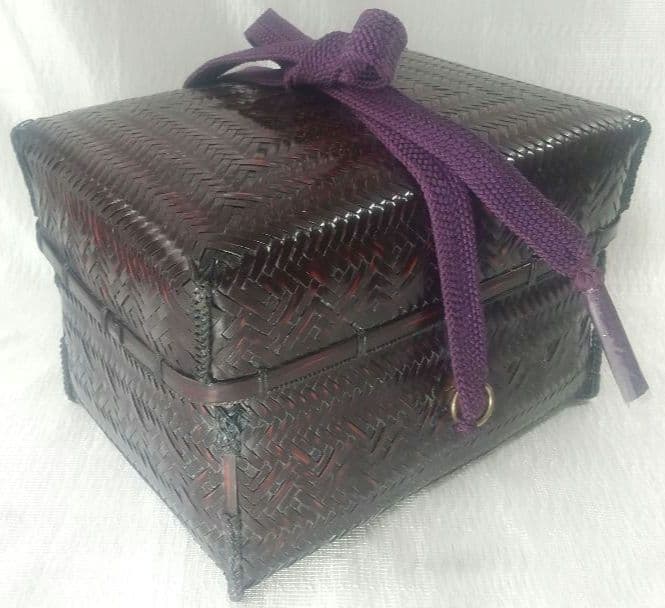 『籠師・和田鱗司』作　茶籠　御所籠一式　茶道具　共箱 7711