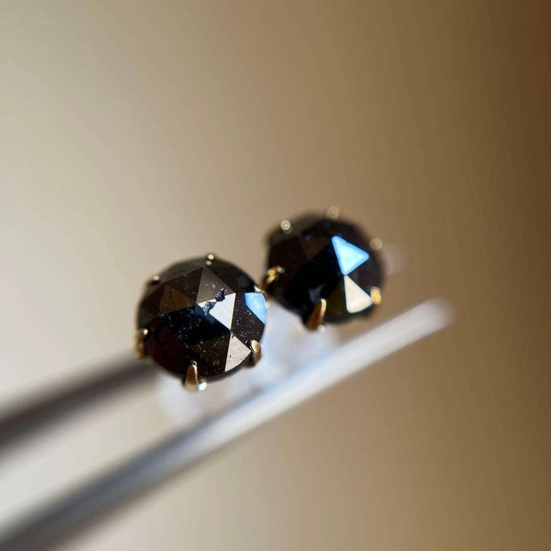 K18 大粒♪天然ブラックダイヤモンド 1.80ct ピアス　レディースメンズ