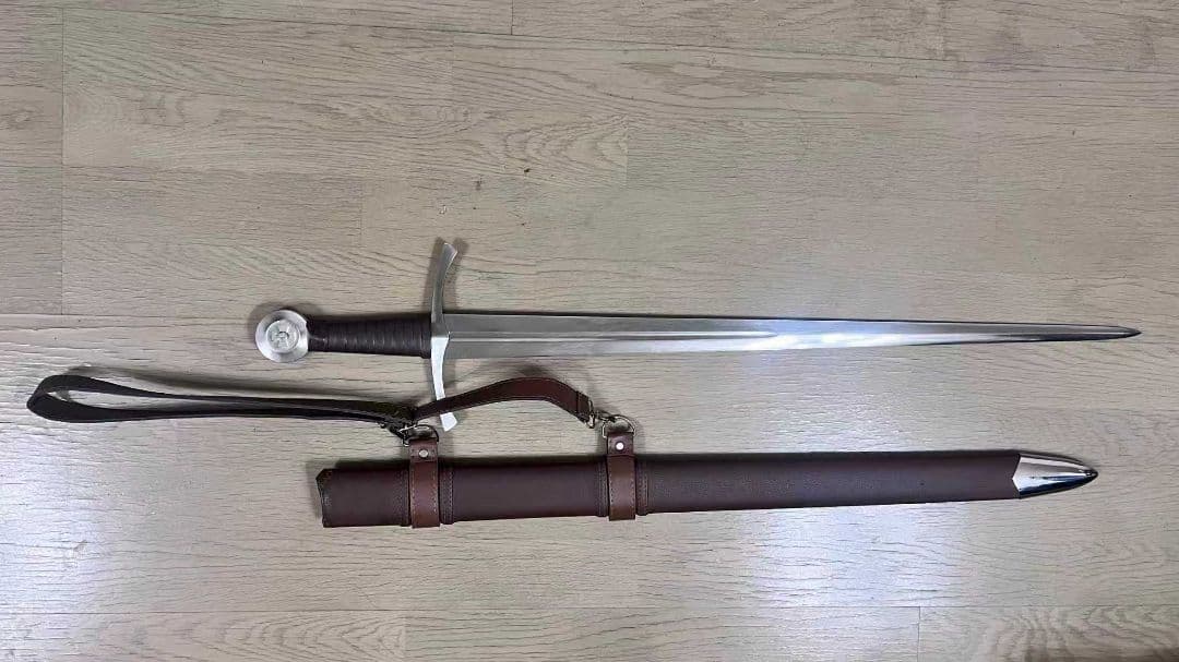 片手用西洋剣 茶色 全長 100cm 刃長 80cm 十字軍剣模造 武具 日本刀