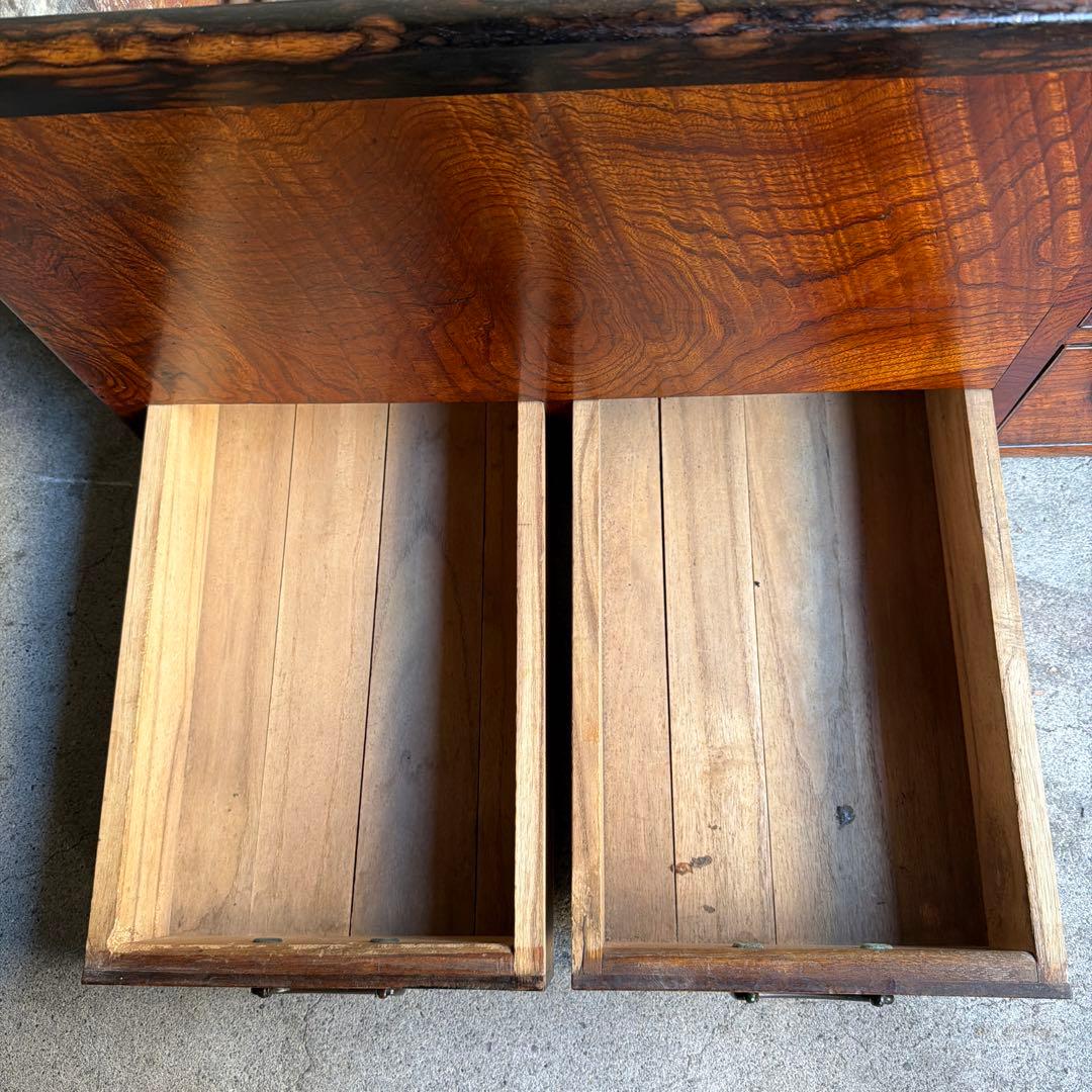 当時物　関東火鉢 欅 長火鉢　欅　黒柿　猫板　時代家具　アンティーク