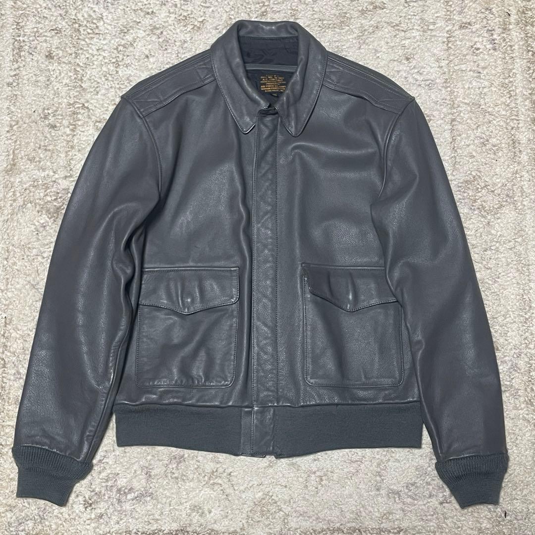 A-2 レザージャケット グレー 古着 ヴィンテージ 本革 フライトジャケット