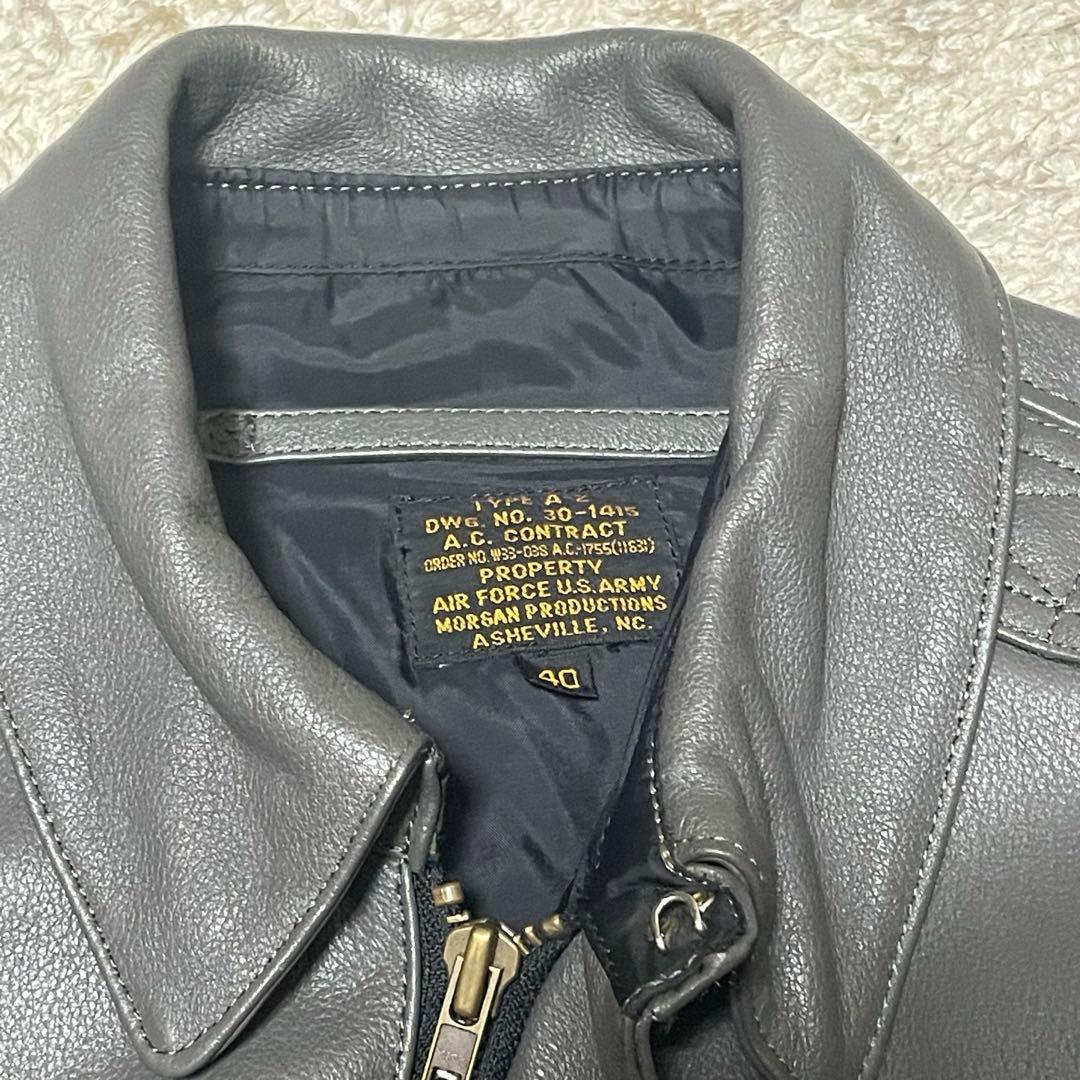 A-2 レザージャケット グレー 古着 ヴィンテージ 本革 フライトジャケット