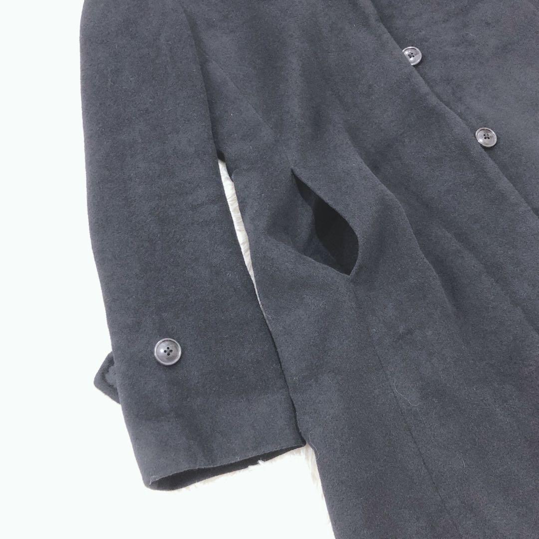 【極美品】ユナイテッドアローズ アンゴラ混 ロングコート ブラック サイズ40