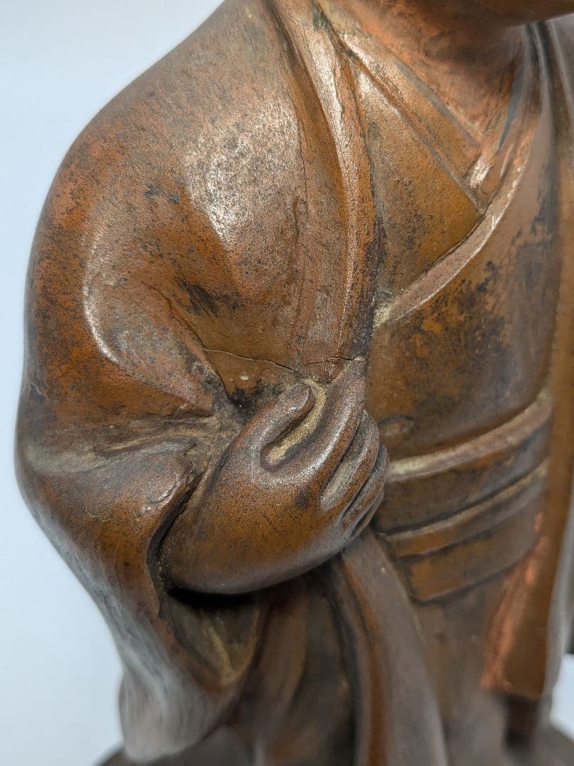 【直しあり】春水 備前焼 女人像 合箱 陶器人形 置物 陶像 希少 レア 骨董品