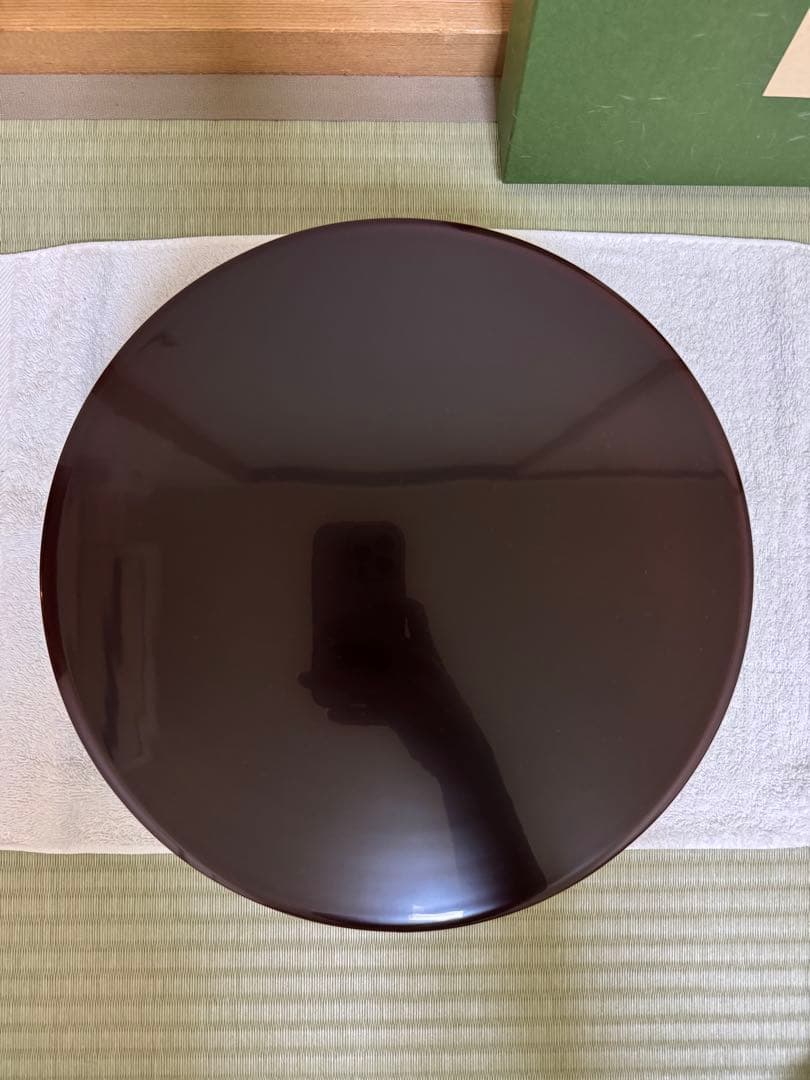 千歳盆 堅地本漆塗 溜真塗爪紅 今日入 化粧箱付き 新品未使用