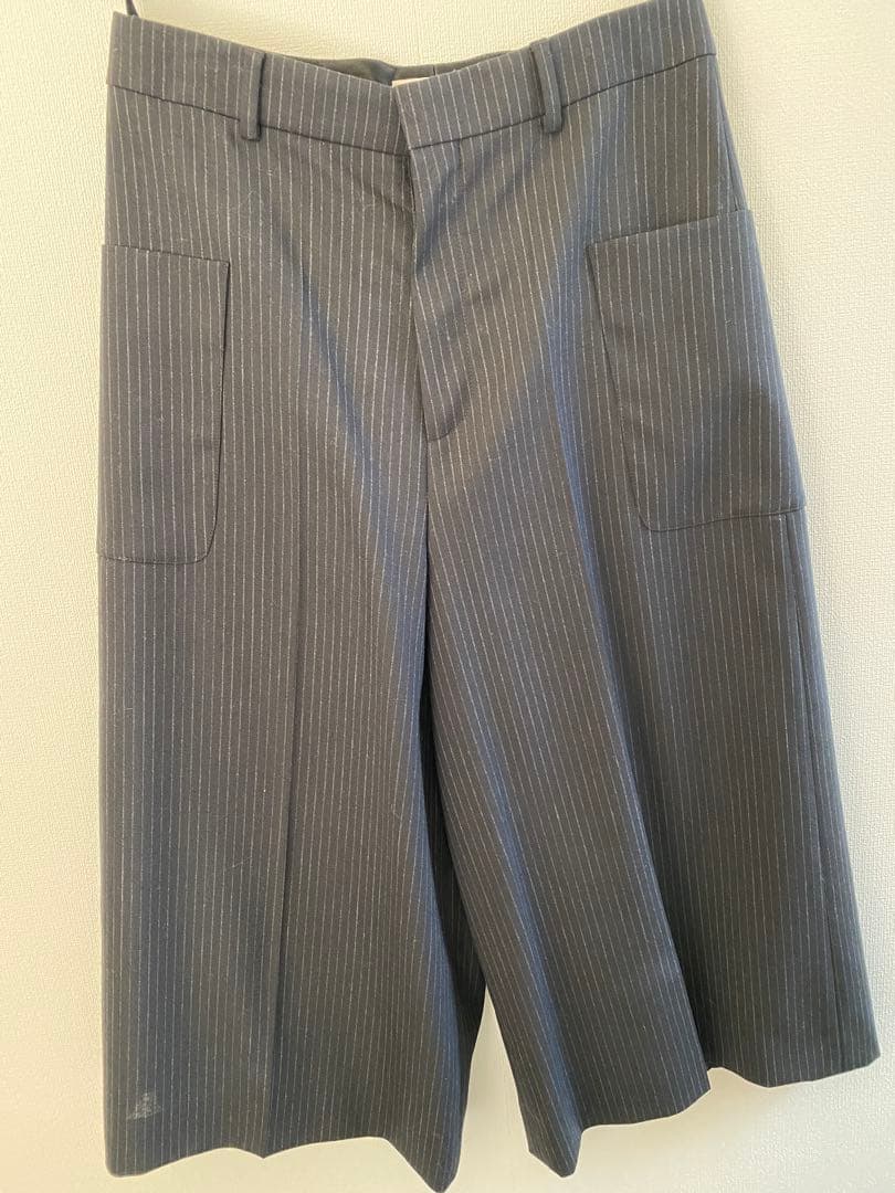 CELINEグレー ストライプ ガウチョパンツ2ポケット