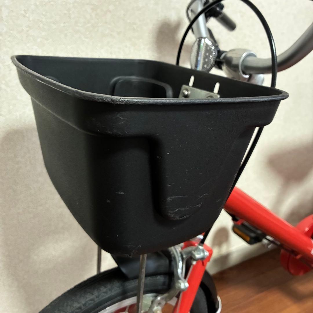 無印良品 16型幼児こども自転車 レッド 押し棒補助輪付 赤 子供用舵取り自転車