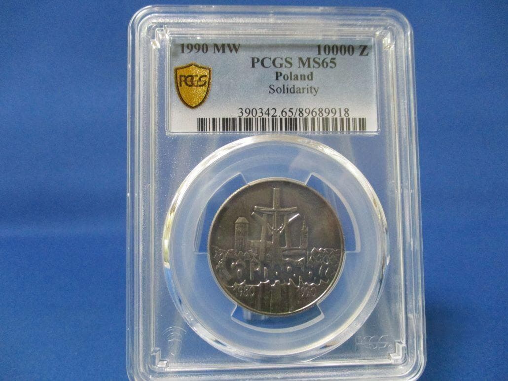 ポーランド 10000ズウォティ硬貨☆1990年/未使用/ポーランドの民主化運動