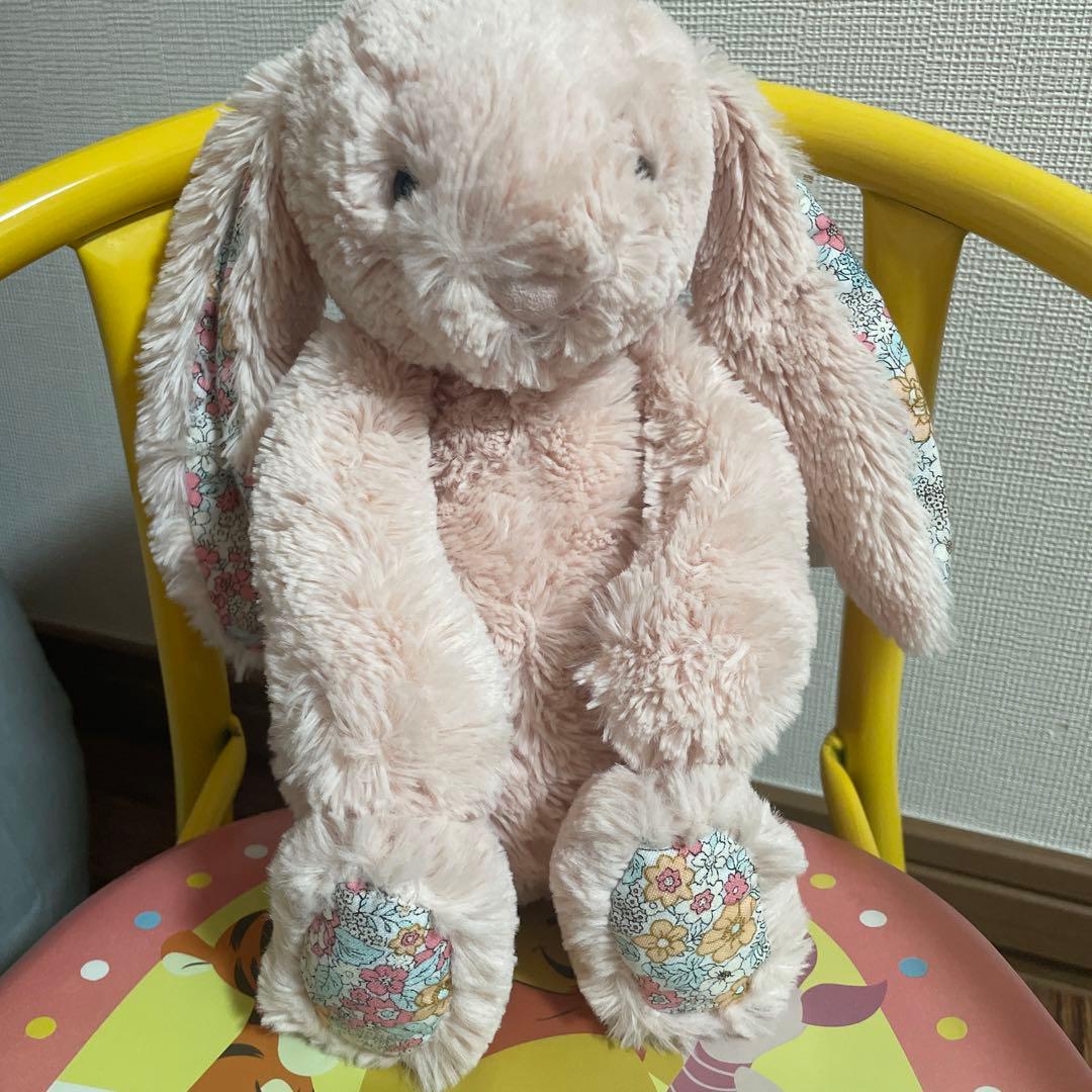  ジェリーキャット 花柄×ベージュ ウサギ ぬいぐるみ M